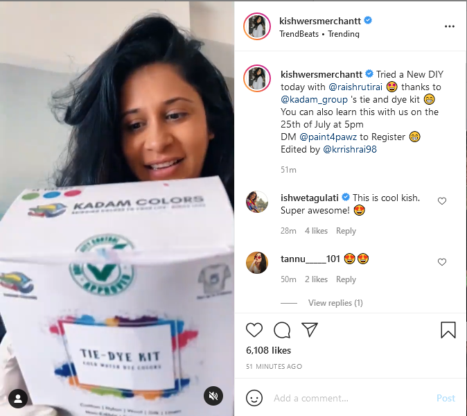 It felt great when my branding strategy helped Kadam Colors catch Kishwar Merchant's attention